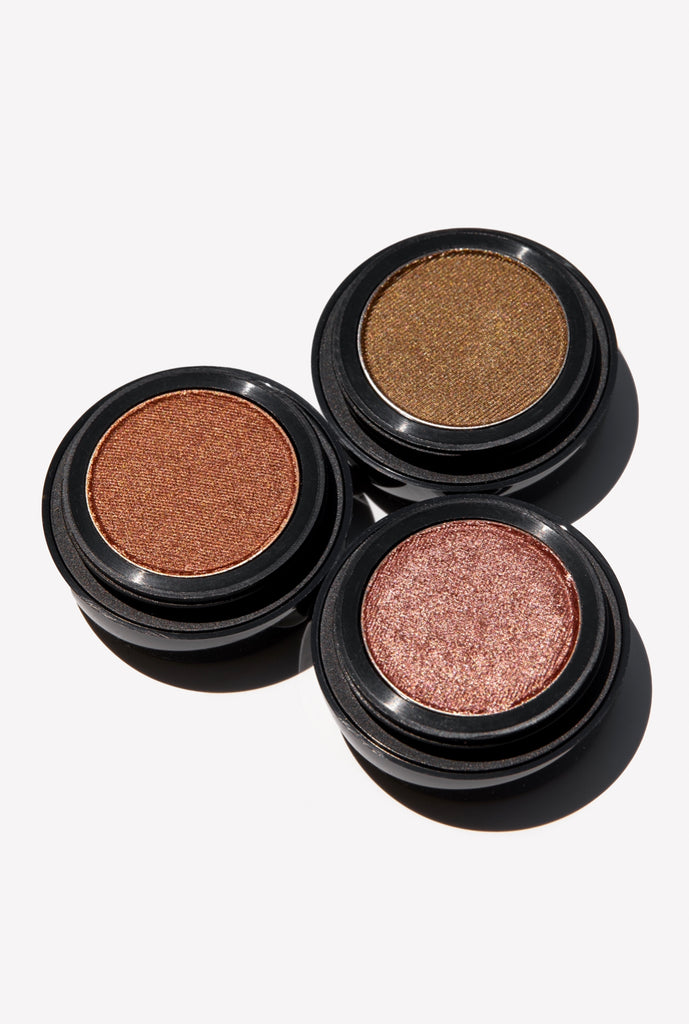 pink, golden copper, and golden bronze eyeshadow