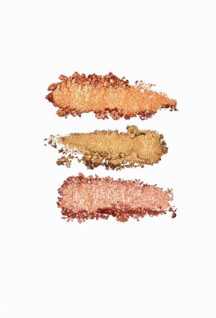 pink, golden, and golden bronze color of eyeshadows